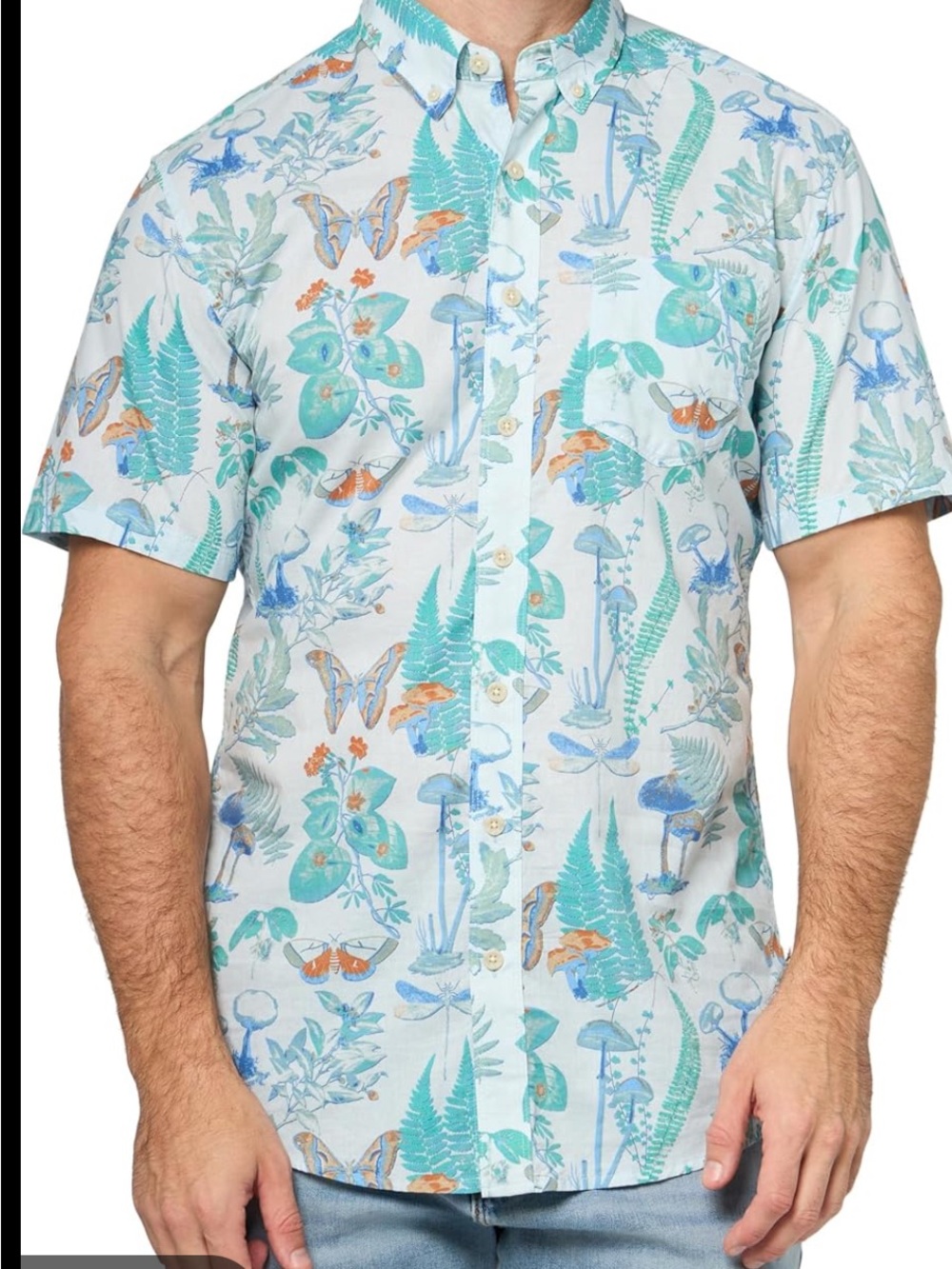 Eddie Bauer men's short-sleeve Baja shirt Blue all-over botanical print
ЗХB